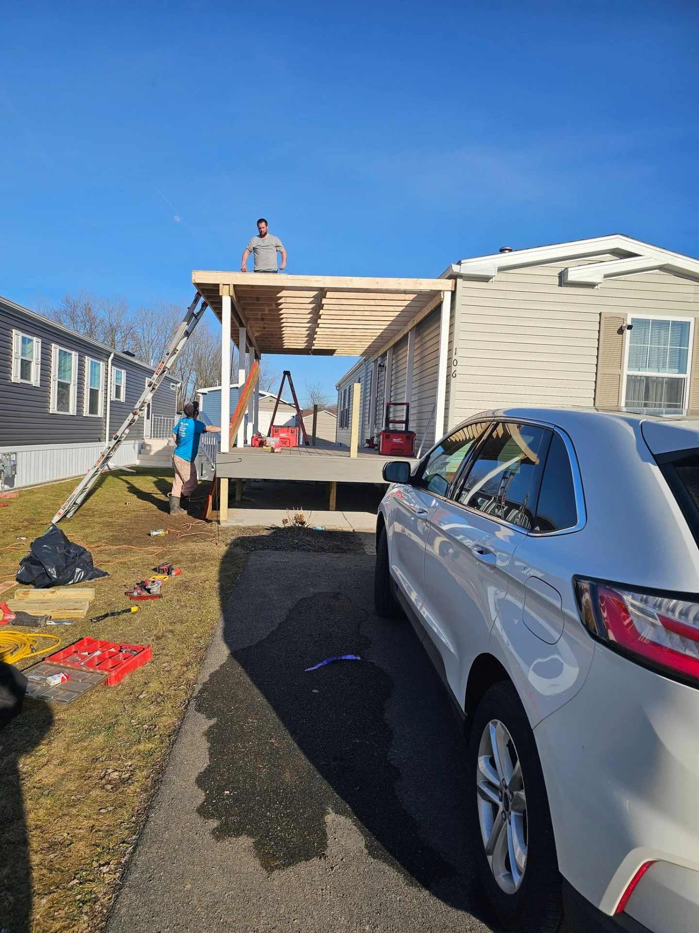 Covered deck addition to a Finger Lakes home