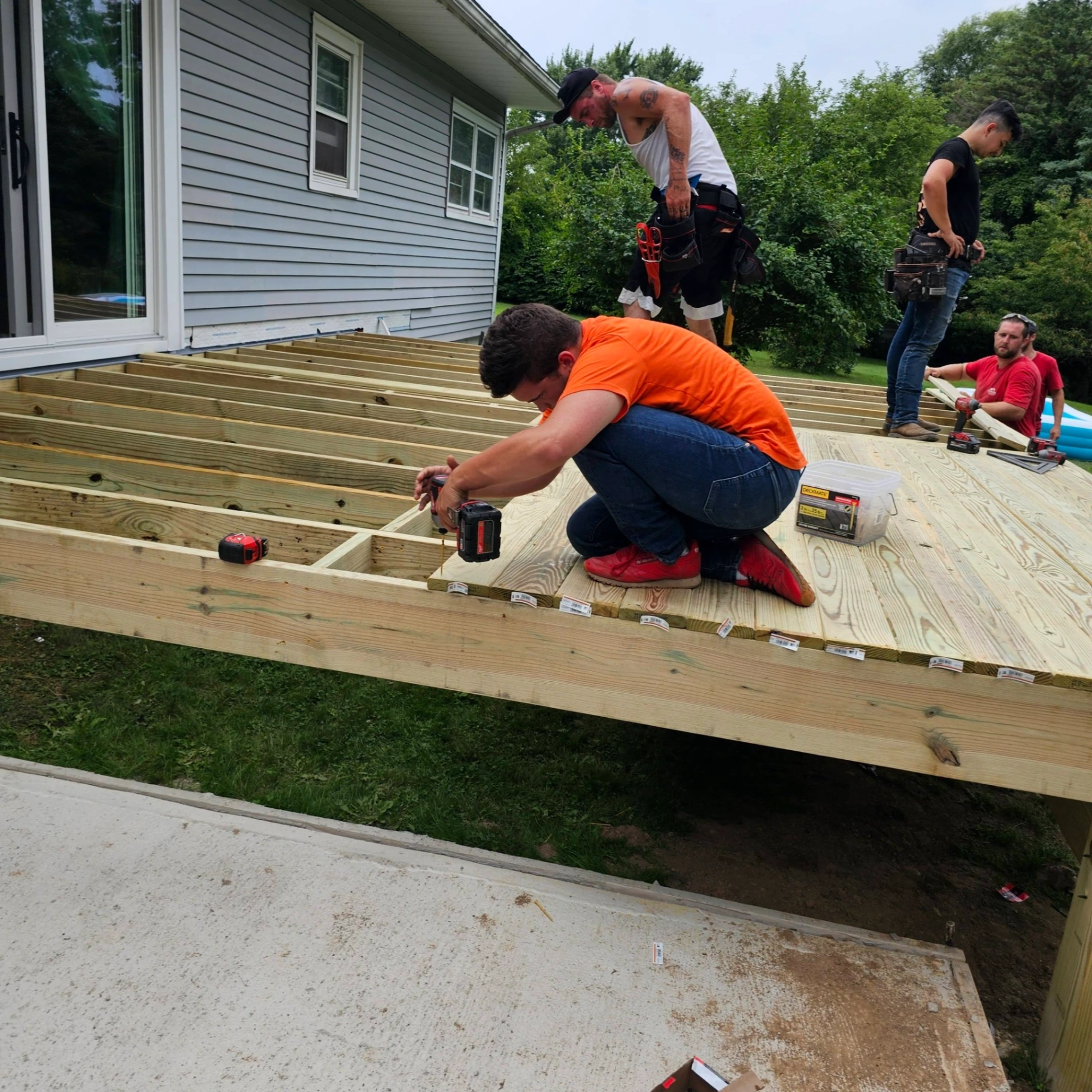 New pressure treated wood deck build
